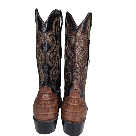 Sedona West Mens Cowboy Boots Leather Crocodile Print Cognac Brown Mens 7.5D NWT - Picture 9 of 14
